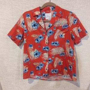 Women's hibiscus Hawaiian shirt size small (a)